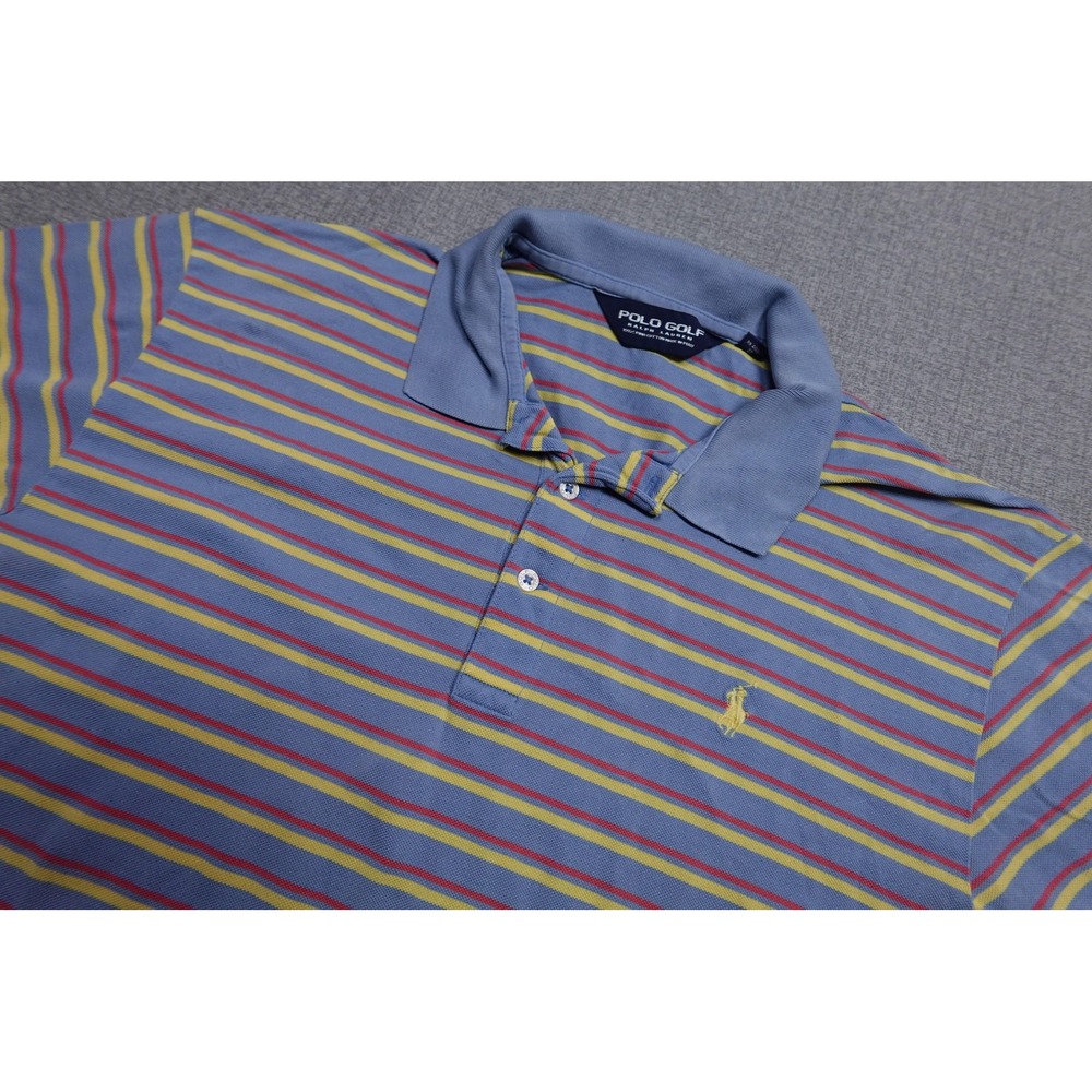 Vintage Polo Ralph Lauren Polo Mens Large Blue Stripe Geneva National Cotton